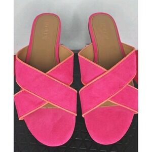 J.Crew Pink Leather Criss Cross‎ Slide Sandal Open Toed Women's Size 6